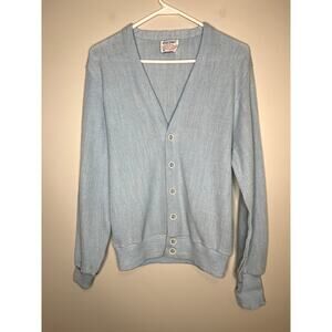 Vintage 1960s Puritan Pastel Blue Rockabilly Cobain Grunge Grandpa Cardigan M